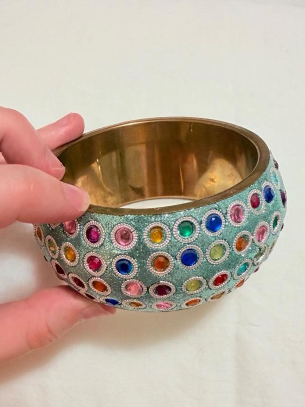 Colorful Multicolor Rhinestone Statement Cuff Bracelet - Picture 3 of 4